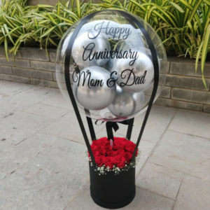 the "eternal bloom" hot air balloon hamper